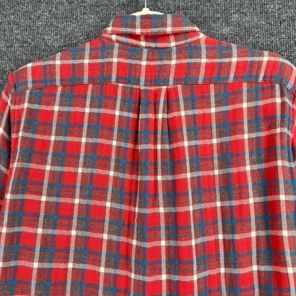 J Crew Mens Slim Double Weave Button Up Shirt Medium Plaid Gauze Long Sleeve